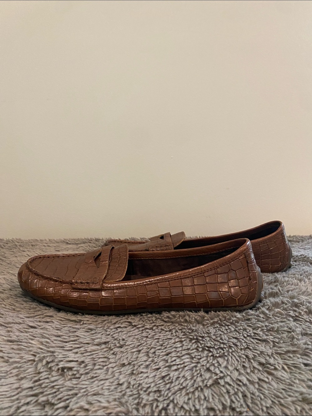 Born Malena croc print leather slip on driving shoe brown 8.5 penny loafer NWOT - Picture 10 of 12